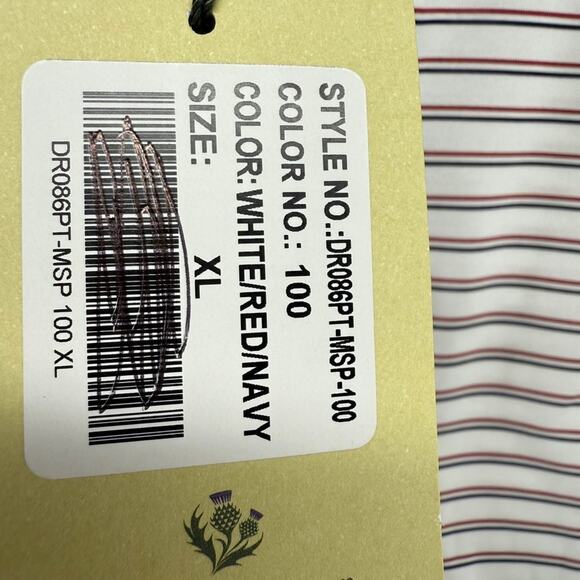 Donald Ross Polo Shirt Mens XL White Pinehurst Tartan Collection Stripe Golf NEW - Picture 5 of 9